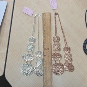 Elegant Filigree Necklace Set in Silver and Gold